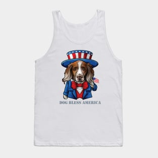 Brittany Spaniel Dog Bless America Tank Top